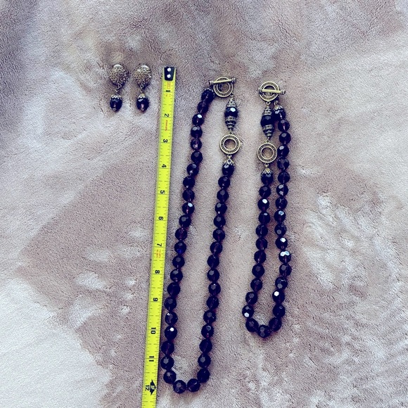 Heidi Daus Champagne Amethyst & Gold Double Necklace & Clip On Earrings Set - Picture 17 of 17